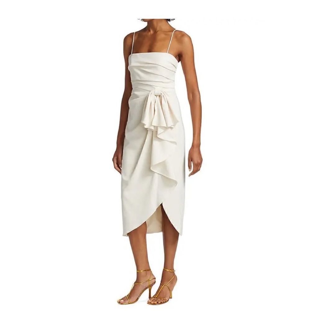 ML Monique Lhuillier
Bow Drape Wrap Midi Dress